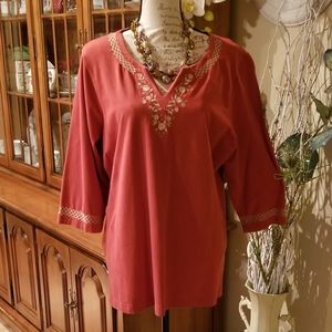 Denim & Co Split neck top